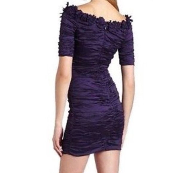 BCBG "Meridith" Passion Purple Ruched Taffeta Cocktail Dress- Sz. 2 - Picture 3 of 10